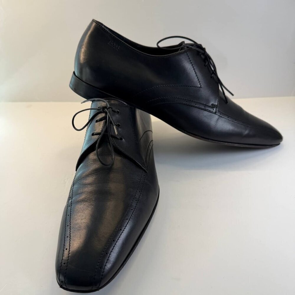 Classic Black Leather Lace-Up Dress Shoes - Men